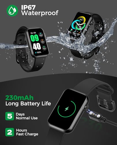 Smart Watch Fitness Tracker with Bluetooth Calls & Heart Rate Monitoring - Black
