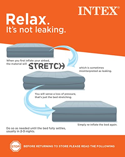 Queen Dura-Beam Mid-Rise Air Mattress with Fiber-Tech & USB Quickfill Pump - Intex