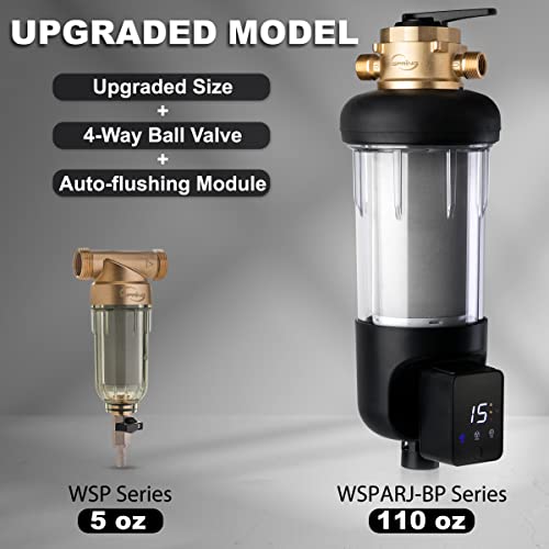 iSpring WSP50ARJ-BP Jumbo Whole House Water Filter System with Auto Flushing & Bypass, 50 Micron