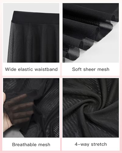 Women Ballet Skirt Chiffon Wrap Dance Skirt Mesh Sheer Pull-On Style - Black, Medium