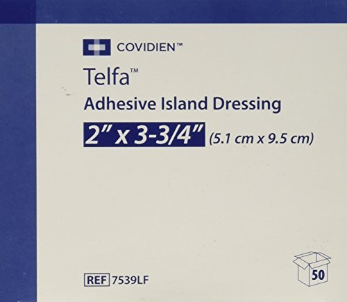 Telfa Adhesive Island Dressings, 2x3.75 Sterile Latex Free Tape & Drsg in 1, 50 ea