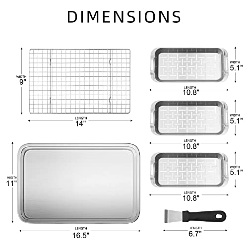 Stainless Steel Grill Carry System with Large Food Prep Tray and Cooling Rack - 16.5x11 Inch