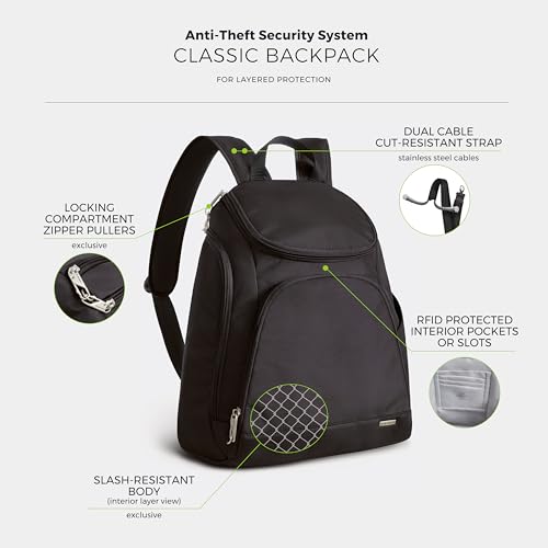 Black Travelon Anti-Theft Classic Backpack - RFID & Slash-Resistant Security