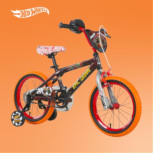 Dynacraft Hot Wheels BMX Bike for Boys 16-Inch Black & Red, Ages 3-9