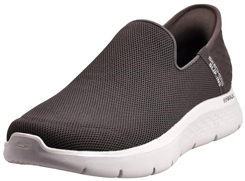 Skechers Men's Slip-On Go Walk Flex Sneakers - No Hands, Taupe/Natural, 10.5