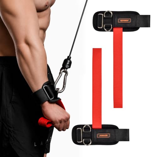 Weight Lifting Straps with D Rings - Red, Neoprene Padding, Non-Slip Grip