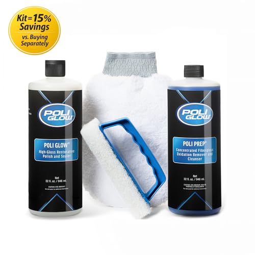 Poli Glow Boat & RV Fiberglass Restoration Kit 4-in-1 Gelcoat Repair & Shine