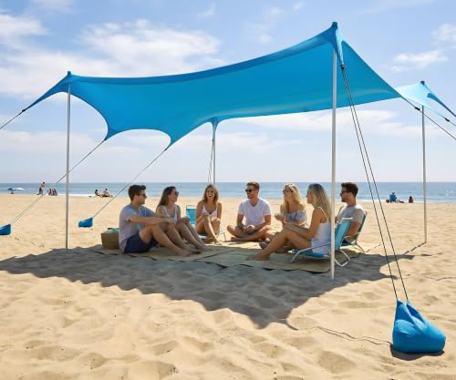 VVBE 14x11 ft Beach Tent with UPF 50+ Sun Shelter, Easy Setup, Wind-Resistant