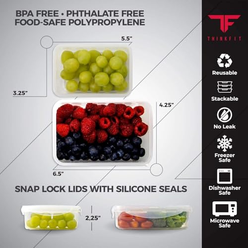 ThinkFit Blue Insulated Meal Prep Lunch Box with 6 Containers & Ice Packs