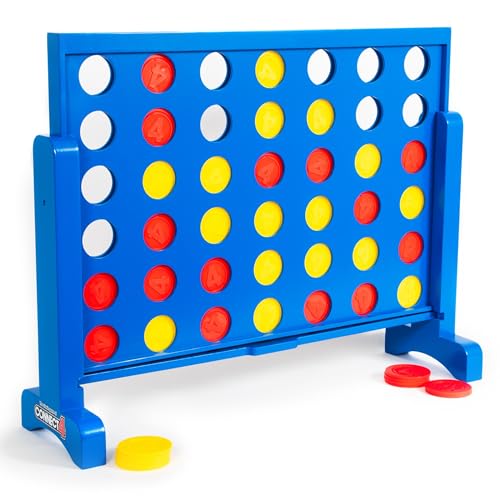 Giant Wood Connect 4 Yard Game - Jumbo Outdoor Strategy Game, 42 Pieces with Carry Bag