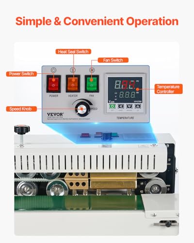 Continuous Bag Sealer Machine with Printing Function - 20 Count