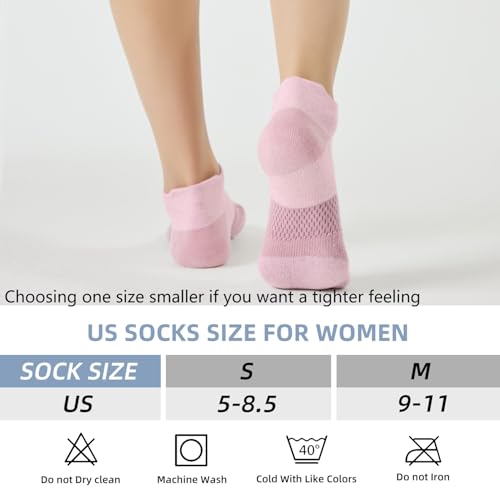 Ankle Running Socks for Women 5 Pairs - Cushioned Low Cut Athletic Sports Socks - Medium Rococo Variation