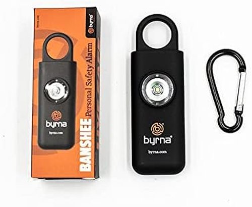 Byrna Banshee Personal Safety Alarm - 130 dB Military-Grade Keychain Siren with LED Strobe Light | Ideal for All Ages (Black)
