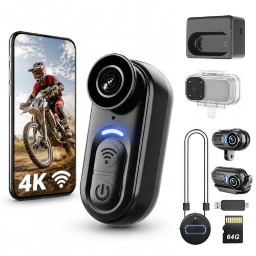 4K Wearable Body Camera with 64GB Storage - Action Camera for Vlogging, Hiking & Travel