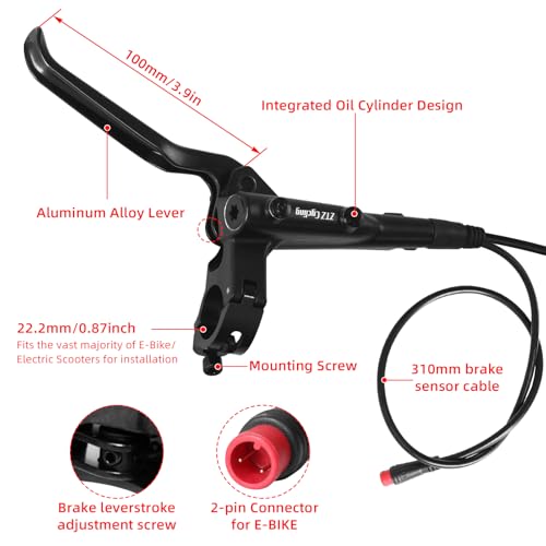 ZTZ Black 2-Piston Hydraulic E-Bike Brake Set with 160mm Rotors, Front & Rear