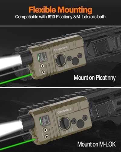 TOUGHSOUL Tan IR & Green Laser Picatinny & M-Lok Tactical Light Combo