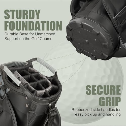 Beutyal 15-Way Golf Cart Bag for Men with Organizer Top - Black & Grey