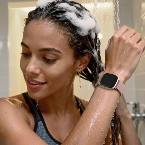 Water-Resistant Nylon Sport Bands for Fitbit Versa 4 & Sense 2 - 6 Pack, Black Pink Red Apricot