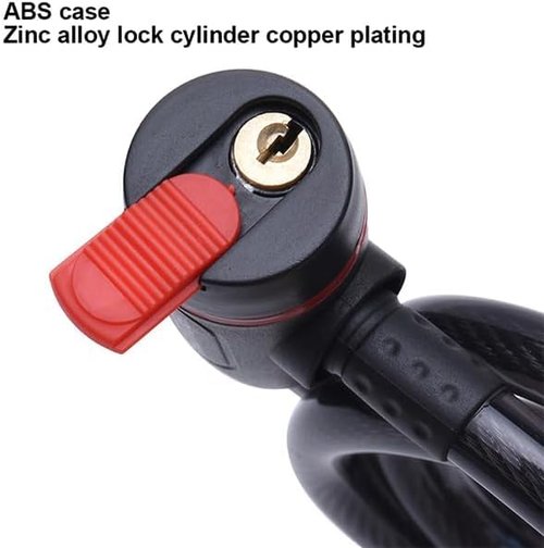 Edward Tools Bike Lock with Keys - Heavy Duty 12mm Thick Security Cable with Shear Resistant Cover - Quick Lock/Unlock - Includes 2 Keys - Lock for Scooter
