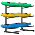 3-Level Kayak Storage Rack, Freestanding Steel Stand for Garage