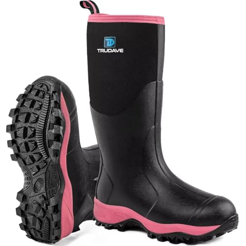 Women’s Waterproof Rubber Work Boots with Steel Shank - Pink, Size 6-11 - Insulated & Anti-Slip