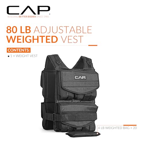 CAP Adjustable Weighted Vest 80 lbs for Strength Training & Cardio Fitness