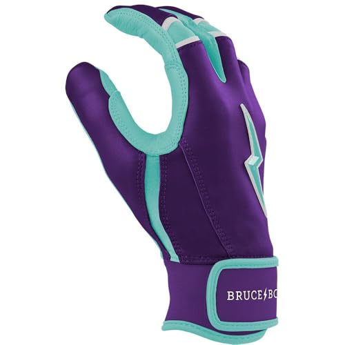 Purple KM Large Batting Gloves - Bear Series Short Cuff Baseball Gloves
