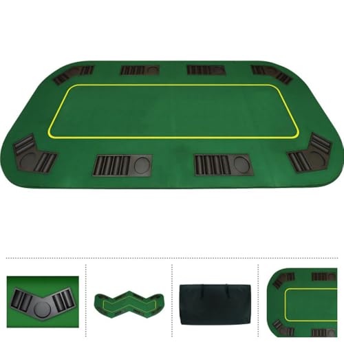 Foldable Wooden Poker Table Top with Cupholders & Chips - Green, 78.5"