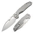 CJRB Frack Pocket Knife Stonewash/CNC, 3.9” AR-RPM9 Steel Blade, PVD Coating, Frag Pattern Handle, Locking EDC Knife for Outdoor Camping