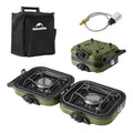 Propane Gas Camping Stove 2 Burner Folding with Storage Bag - Green