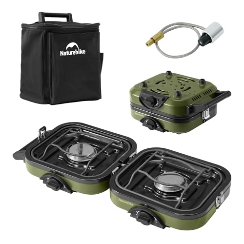 Propane Gas Camping Stove 2 Burner Folding with Storage Bag - Green