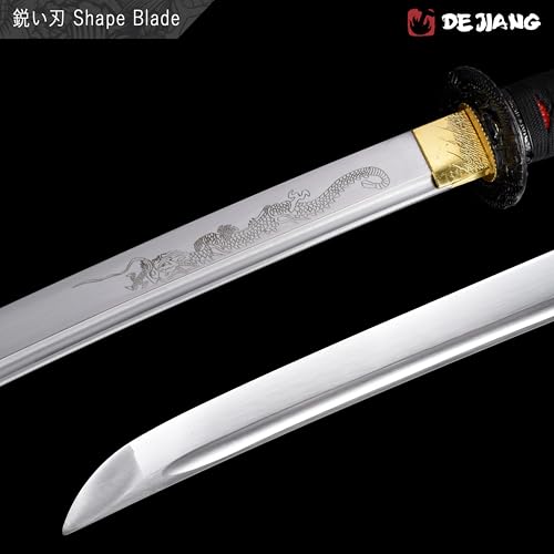 Samurai Sword Katana Handmade Japanese Full Tang Carbon Steel for Training & Collecting - Red Drogen 1060