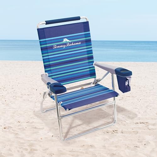 Tommy Bahama 15-Inch Hi-Boy Beach Chair 2-Pack Stripe, Extra Tall, Reclining