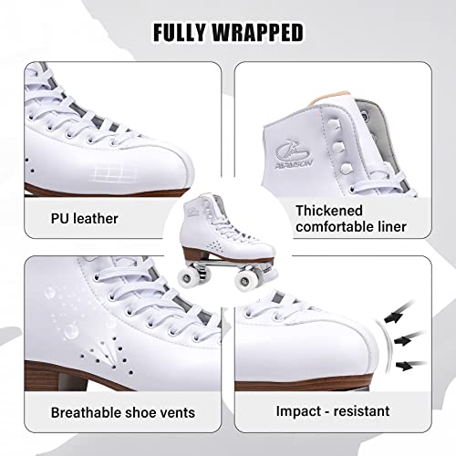 Retro Style Microfiber Leather Roller Skates for Women & Men, EU 40 / US 8
