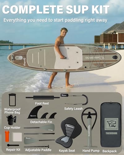Inflatable Stand Up Paddle Board 11' Green with Kayak & SUP Accessories
