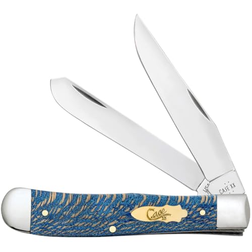 Pocket Knife TRAPPER with Blue Sycamore Wood Handle - 4 1/8 Inch Closed