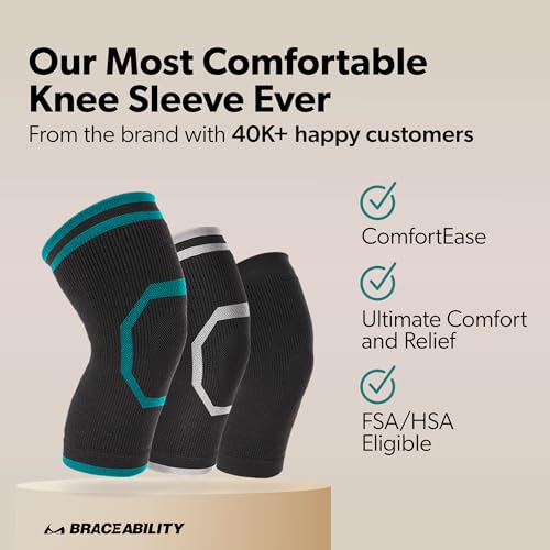 Knee Support Sleeve for Arthritis Pain Relief - Black, Medium - Soft Compression Support for Men & Women
