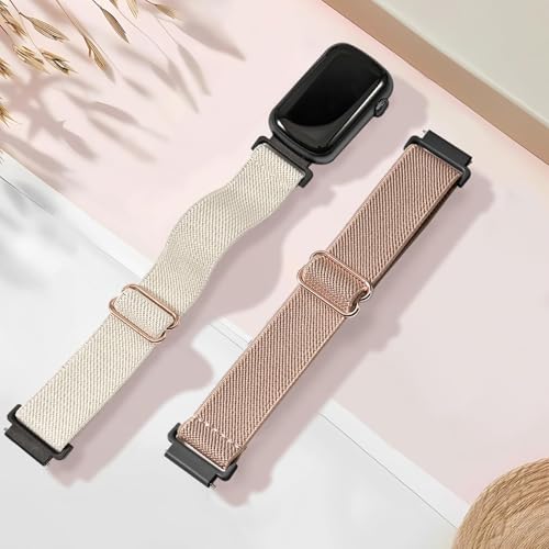 2 Pack Stretchy 16mm Nylon Bands for Fitness Trackers - Starlight & Rose Pink