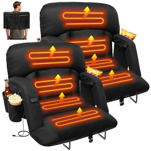 DEKEMASTER Heated Stadium Seat with Dual-Zone Heating & Thick Cushion