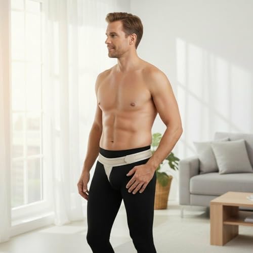 Inguinal Groin Hernia Support Belt - Right Side Beige, Adjustable & Latex-Free