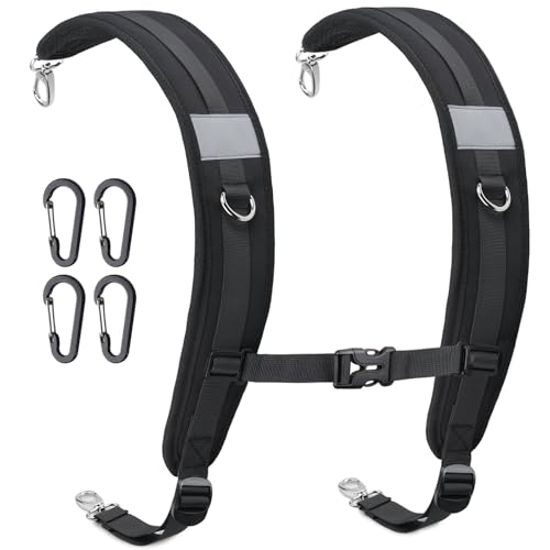 Pitozer Shoulder Strap Replacement for Bags with Black Metal Clips - Padded, Ventilated, Adjustable
