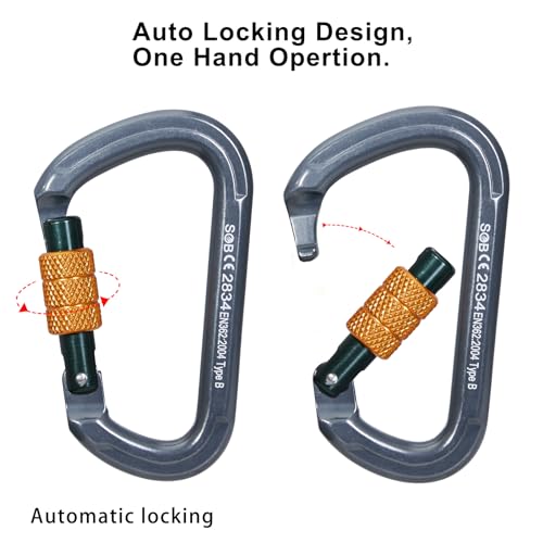 Heavy Duty Locking Carabiner Clips 28KN 6 Pack for Climbing Rescue & Outdoor Use