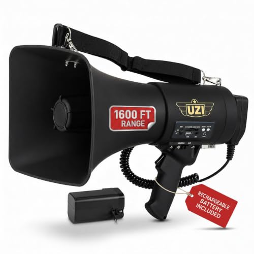 Uzi Square Bluetooth Megaphone 50W Loud Power Horn for Outdoor & Emergency Use