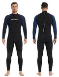 Men's 3mm Wetsuit Full Body Neoprene for Diving Snorkeling Surfing - Black+Blue Large