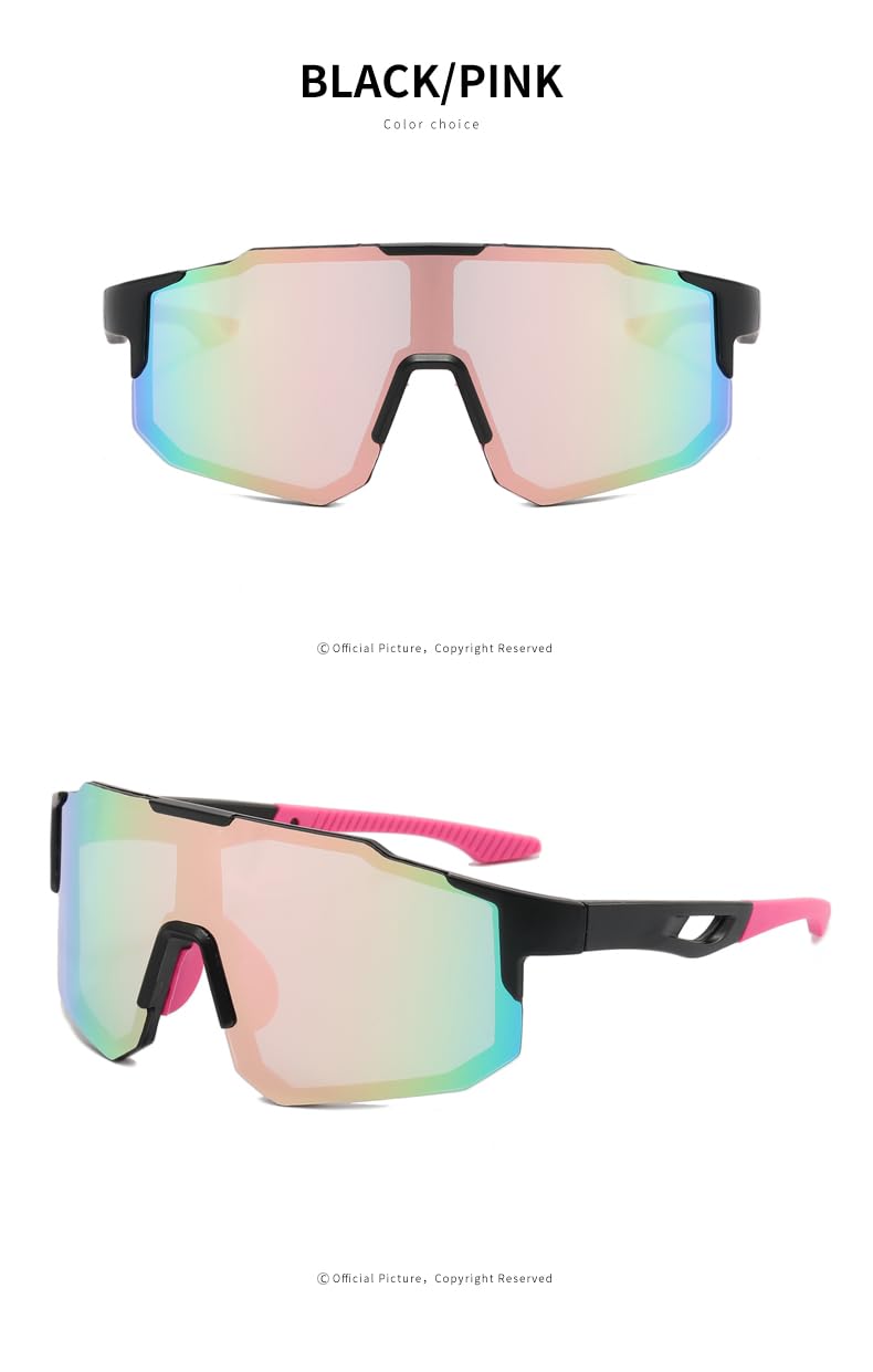swanoble Outdoor Adult Sports Sunglasses UV Protection for Women Men Cycling Baseball Golf Fishing,Lightweight Frame Tennis Shades (03-Black Frame/Pink Lens)