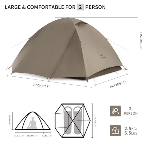Brown 2-Person Backpacking Tent - Waterproof & Ultralight Camping Shelter