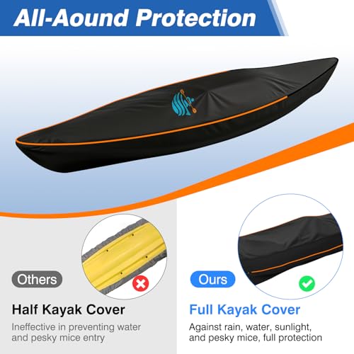 600D Waterproof Kayak Cover for Outdoor Storage - 8-10 ft, Heavy Duty, Fade-Resistant