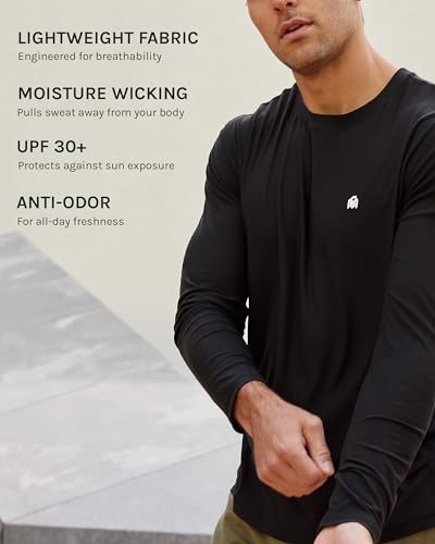 X-Large 3-Pack Men’s Long Sleeve Workout Shirts - Black Charcoal Navy Logo