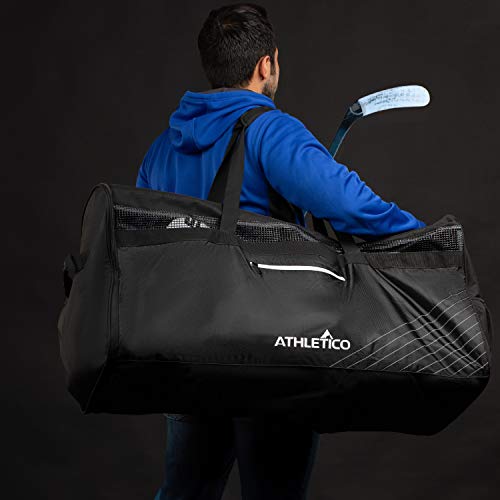 Athletico 35" Black Ice Hockey Duffle Bag with Organizer - Waterproof Travel Gear