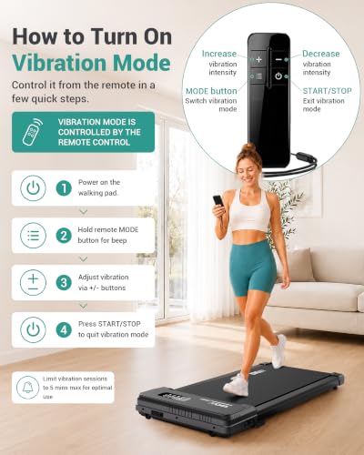 TKWRUN Black 6 Walking Pad with Vibration Plates & Incline - Under Desk Treadmill